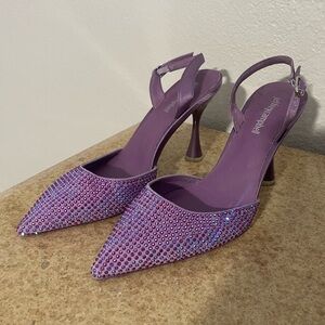 Jeffrey Campbell Zivote Rhinestone Slingback Heels in Violet Iridescent Combo